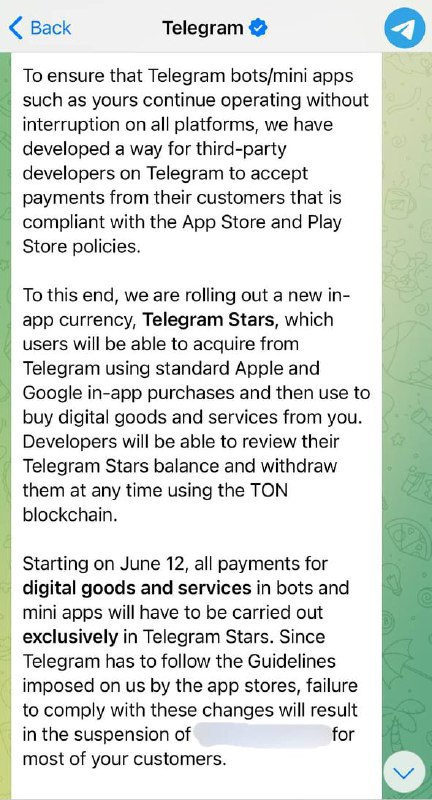 Telegram вводит оплату в мини-приложениях в виде криптовалюты Telegram Stars